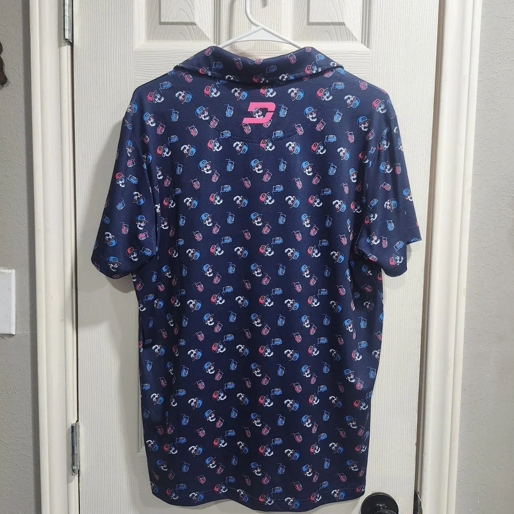 Druids Golf Polo‎ Shirt Men's S Navy Skull Print Performance Moisture Wicking
